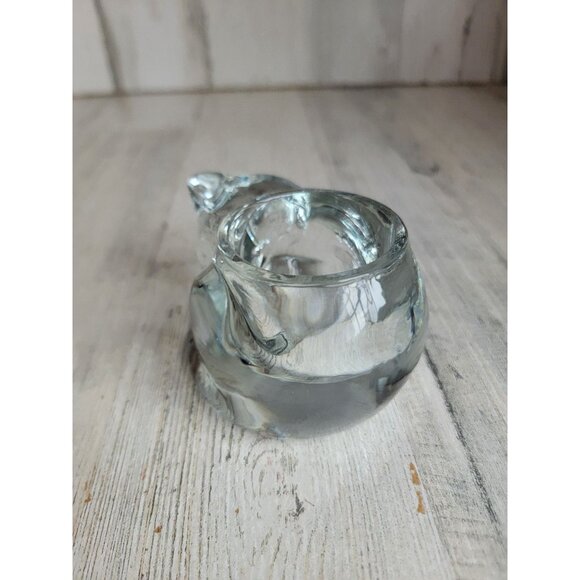 Avon clear curled up cat tea light candle holder home decor - Picture 3 of 6